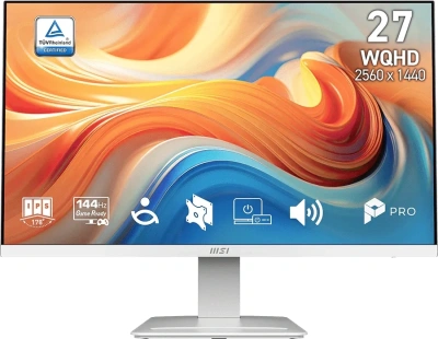 Монитор MSI 27" Pro MP273QW E14 белый IPS LED 4ms 16:9 HDMI M/M матовая 1500:1 300cd 178гр/178гр 2560x1440 144Hz DP Quad HD 2K (1440p) 3.95кг