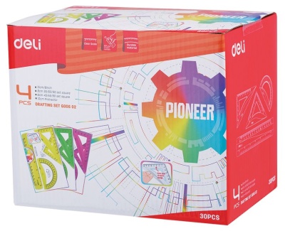Набор для чертежей Deli EG00602 корпус ассорти в компл.:линейка 15см/прямоуг.2шт