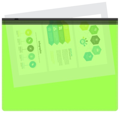 Папка на молнии Бюрократ Неон DNEBPM4ALETTBL A4+ полипропилен 0.15мм салатовый цвет молнии черный