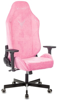 Кресло игровое Knight N1 Fabric розовый Velvet 36 с подголов. крестов. металл