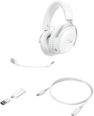 Наушники с микрофоном HyperX Cloud III S Wireless белый 0.5м мониторные BT оголовье (AX6G1AA)