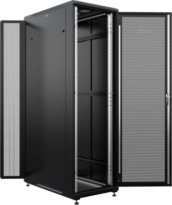 Шкаф серверный NTSS Премиум (NTSS-R42U60120PD/PDD-BL) напольный 42U 600x1200мм пер.дв.перфор. задн.дв.перфор.2-хст. 900кг серый 1110мм 150кг IP20 металл