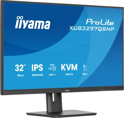 Монитор Iiyama 32" ProLite XUB3297QSNP-B1 черный IPS LED 1ms 16:9 HDMI M/M матовая HAS Piv 1000:1 350cd 178гр/178гр 2560x1440 100Hz DP Quad 2K (1440p) USB 9.5кг