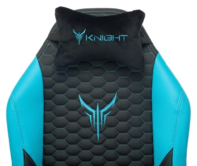 Кресло игровое Knight Neon черный/голубой соты экокожа с подголов. крестов. металл