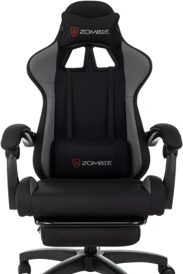 Кресло игровое Zombie Shadow черный/серый с подголов. крестов. пластик подст.для ног пластик черный