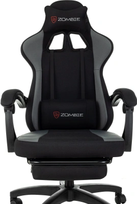 Кресло игровое Zombie Weaver черный/серый с подголов. крестов. пластик подст.для ног пластик черный