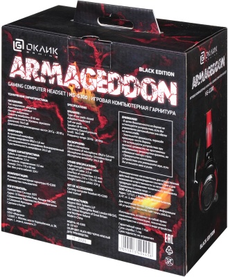 Наушники с микрофоном Оклик HS-G300 ARMAGEDDON черный/красный 2.2м мониторные оголовье (337457)