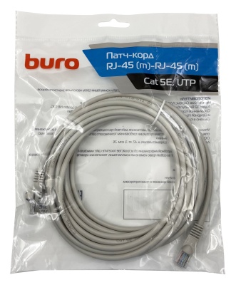 Патч-корд Buro UTP-5E-5M-G UTP 4 пары cat.5E CCA molded 5м серый RJ-45 (m)-RJ-45 (m)