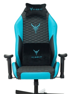 Кресло игровое Knight Neon черный/голубой соты экокожа с подголов. крестов. металл