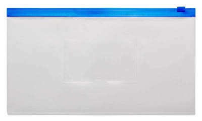 Папка на молнии Бюрократ -BPM6ABLUE A6 150x265мм полипропилен 0.15мм карм.для визит. цвет молнии синий