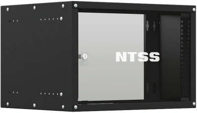 Шкаф коммутационный NTSS Lime (NTSS-WL6U5545GS-BL) настенный 6U 550x450мм пер.дв.стекл несъемн.бок.пан. 30кг черный 370мм 9.6кг 110град. 370мм IP20 сталь