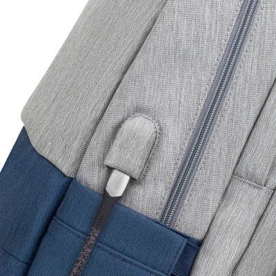 Рюкзак для ноутбука 17.3" Riva 7567 серый/темно-синий полиэстер (7567 GREY/DARK BLUE)