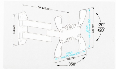 Кронштейн для телевизора Holder LCDS-5066 черный 22"-42" макс.30кг настенный поворот и наклон