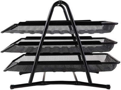 Лоток горизонтальный Deli E9181 для бумаг 350х278х275мм черный металл сетка