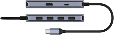 Разветвитель USB-C Cudy UH500 4порт. серебристый