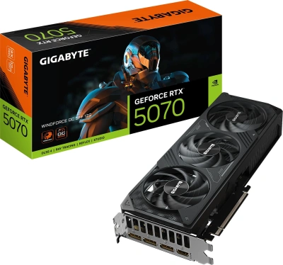Видеокарта Gigabyte PCI-E 5.0 GV-N5070WF3OC-12GD 1.0 NVIDIA GeForce RTX 5070 12Gb 192bit GDDR7 2542/28000 HDMIx1 DPx3 HDCP Ret