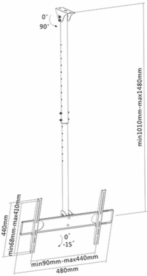 Кронштейн для телевизора Arm Media LCD-1500 черный 26"-65" макс.50кг потолочный наклон