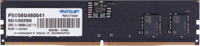 Память DDR5 8GB 4800MHz Patriot PSD58G480041 Signature RTL PC5-38400 CL40 DIMM UDIMM 288-pin 1.1В single rank Ret
