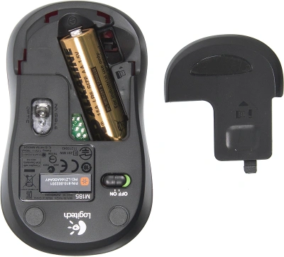 Мышь Logitech M185 черный/красный оптическая 1000dpi беспров. USB для ноутбука 2but (910-002633)