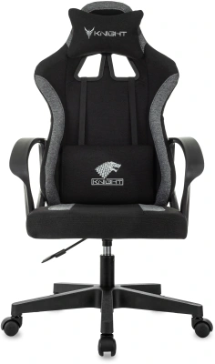 Кресло игровое Knight Optimum черный/серый с подголов. крестов. пластик