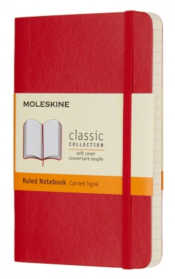 Блокнот Moleskine CLASSIC SOFT QP611F2 Pocket 90x140мм 192стр. линейка мягкая обложка красный