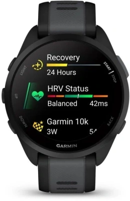Смарт-часы Garmin Forerunner 165 30.4мм 1.2" AMOLED корп.черный рем.черный разм.брасл.:126-203мм (010-02863-20)