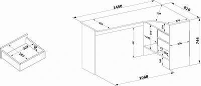 Стол для компьютера Сокол СПм-25П столешница ЛДСП дуб юкон 145x74x81см (00-00016792)