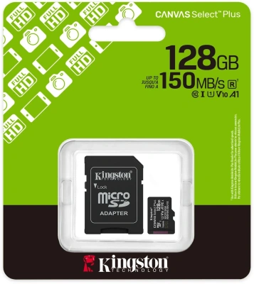 Флеш карта microSDXC 128GB Kingston SDCS3/128GB Canvas Select Plus V10 A1 + adapter