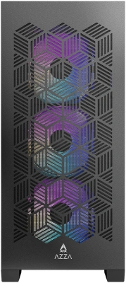 Корпус Azza AEROHEX черный без БП ATX 6x120mm 2x140mm 1xUSB2.0 1xUSB3.0 audio bott PSU