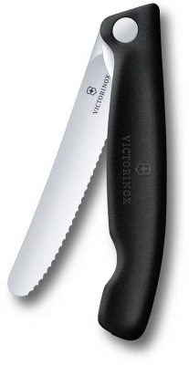 Нож кухонный Victorinox Swiss Classic (6.7833.F) стальной столовый для овощей лезв.110мм серрейт. заточка черный карт.коробка
