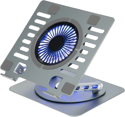 Подставка для ноутбука Digma D-NCP170-1xRGB110-360 17" 240x230x50мм 28дБ 2xUSB 1x 110ммFAN 940г Fan-control алюминий серый