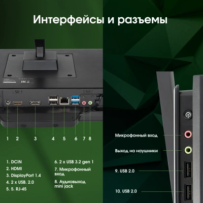 Моноблок Digma Pro Base 23.8" Full HD i3 12100 (3.3) 16Gb SSD512Gb UHDG 730 Windows 11 Pro GbitEth WiFi BT 90W клавиатура мышь Cam черный 1920x1080