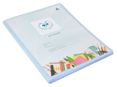 Папка-портфолио с 40 прозр.вклад. Бюрократ Gems GEMPP40AZURE A4 пластик 0.7мм карм.на лиц.стор. голубой топаз