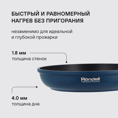 Сковорода Rondell Del mar RDA-1847 круглая 24см покрытие: Xylan Plus ручка съемная (без крышки) синий