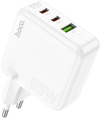 Сетевое зар./устр. Hoco C115A Header PD65W three-port(2C1A) charger(EU) 65W 3.25A+3A+2A+1.5A (PD+QC) универсальное белый (98312)