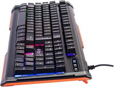 Клавиатура Оклик 717G BLACK DEATH черный/оранжевый USB Multimedia for gamer LED (476395) кабель 1.5м