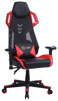 Кресло игровое Cactus CS-CHR-090BLR черный/красный экокожа/сетка крестов. нейлон