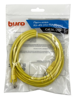 Патч-корд Buro UTP-5E-3M-Y UTP 4 пары cat.5E CCA molded 3м желтый RJ-45 (m)-RJ-45 (m)