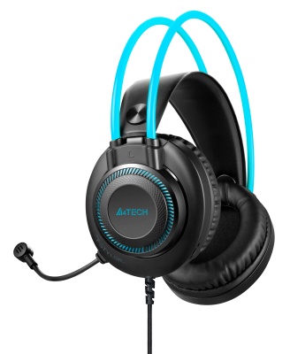 Наушники с микрофоном A4Tech Fstyler FH200U серый/синий 2м накладные USB оголовье (FH200U BLUE)