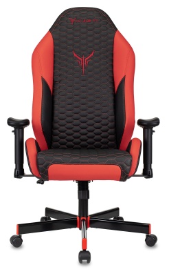 Кресло игровое Knight Neon черный/красный соты экокожа с подголов. крестов. металл