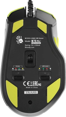 Мышь A4Tech Bloody W70 Max Punk желтый/черный оптическая 10000dpi USB 11but