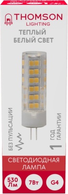Лампа светодиодная Thomson TH-B4232 7Вт цок.:G4 капсул. 220B св.свеч.бел.теп. (упак.:1шт)