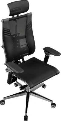 Кресло руководителя эргономичное Метта Yoga Spine Triumph B2 (Черный CC.50.15.13A) черный сиденье черный сет./экокожа с подголов. крестов.5-луч. металл хром