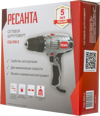 Дрель-шуруповерт Ресанта СШ-550-2 550Вт патрон:быстрозажимной (75/16/1)