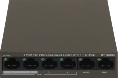 Коммутатор IP-Com F1106P-4-63W (L2) 6x100Мбит/с 4PoE 63W неуправляемый