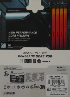 Память DDR5 2x16GB 6400MHz Kingston KF564C32RSAK2-32 Fury Renegade XMP RGB RTL Gaming PC5-51200 CL32 DIMM UDIMM 288-pin 1.4В kit dual rank с радиатором Ret