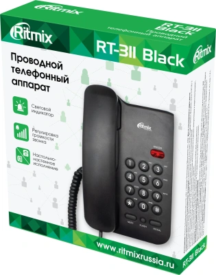 Телефон проводной Ritmix RT-311 черный