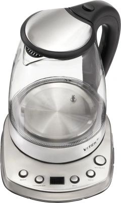 Чайник электрический Vitek VT-WK1075 1.7л. 1800Вт серебристый/черный корпус: металл/пластик