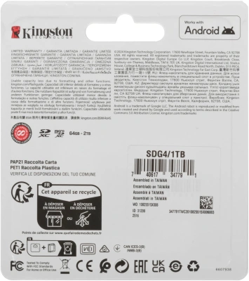 Флеш карта SDXC 1TB Kingston SDG4/1TB Canvas Go! Plus V30 w/o adapter