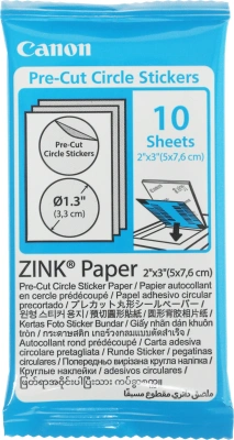 Наклейки Canon ZINK ZP-2030-2C-20 (2 круга) 4967C003 2шт на листе/20л./белый для сублимационных принтеров